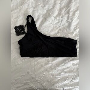 NWT one shoulder black bikini top!